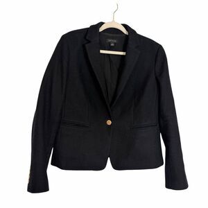 Ann Taylor Blazer Jacket Womens Size 12 Black Textured Knit Single Button Large